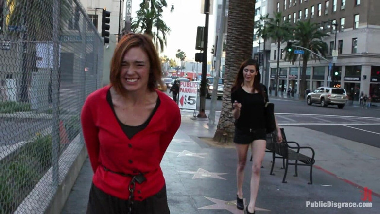 Public Disgrace by Kink: La fille d’à côté choquée et attachée en public, se...