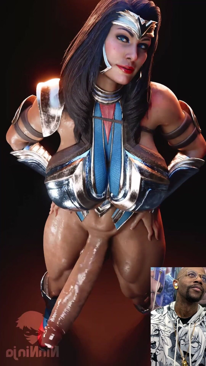 L6RD7BLU3 FUTA: Transgender wonder woman vinkar sin välsmakande fuktiga kuk framför ditt...