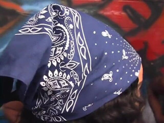 Girl on Girl: Sexy black broads wearing bandanas play with toys