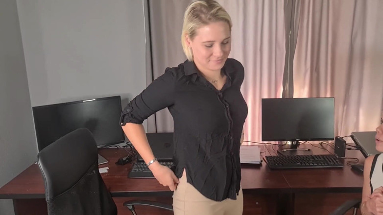 domslutfucker: Casting blonde slut gets the job after strap on ass...