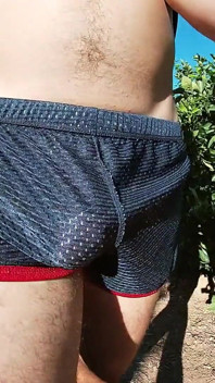 Cumming in My Sport Shorts Outdoors