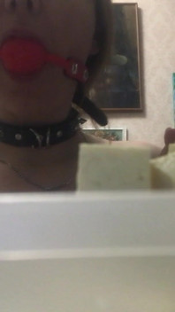 Cooking While Wearing a Collar and a Gag - Lovessie