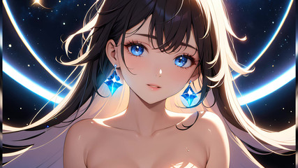 LustRender: Cosmic Cosmic Cosmic: eine schöne junge frau mit Stardust auf...