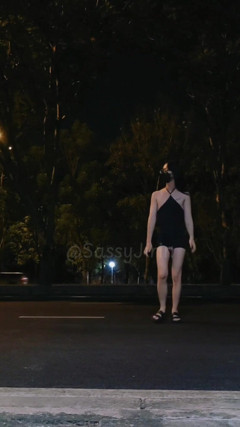 Sissytask Accomplished: Cross the Street with Dildo and Cage thumbnail