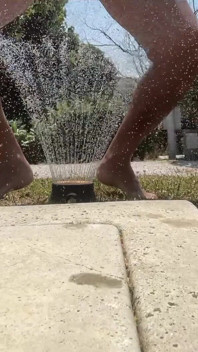 Cum with Water in the Garden