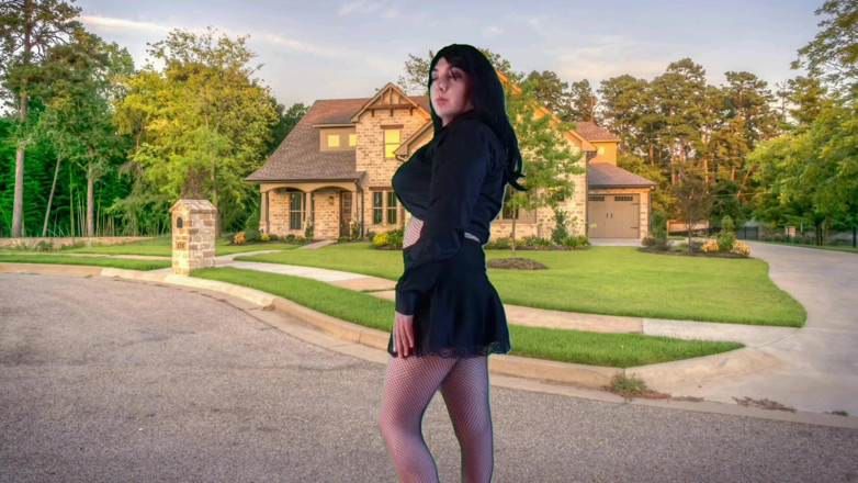 Kitty_Cross: 555 Femboy Outdoor Pretty Gothic Traveller in Front of Sweet...