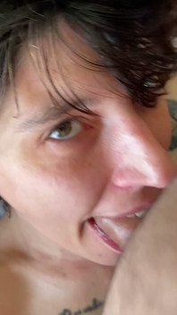 Sitting on Top of My Chest, He Fucks My Mouth Wildly and Sloppy
