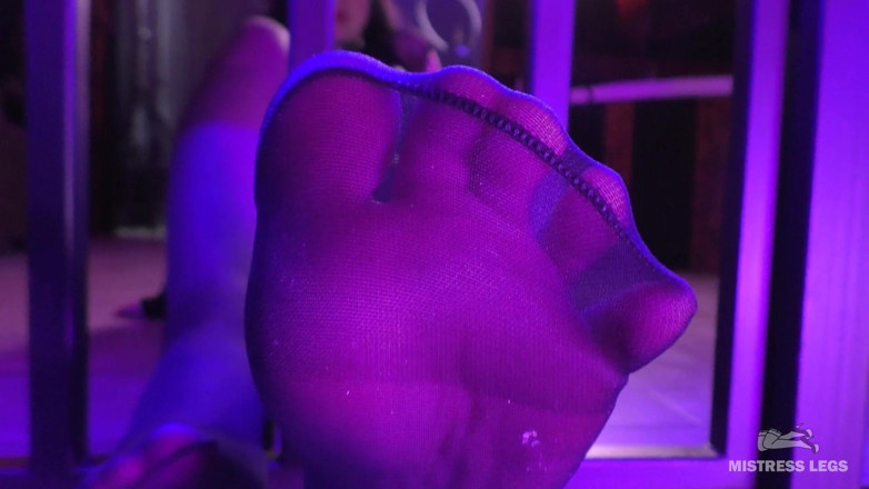 Mistress Legs: POV nylon feet worship in the cage