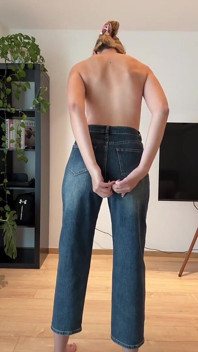 Sexy Blonde Teasing Juicy Ass and Tits in Ripped Jeans