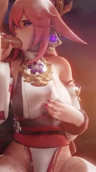 Yae Miko Sucking Cock Like a Porn Star Kissing the Tip Genshin Impact BJ Sex Hentai Tongue Licking