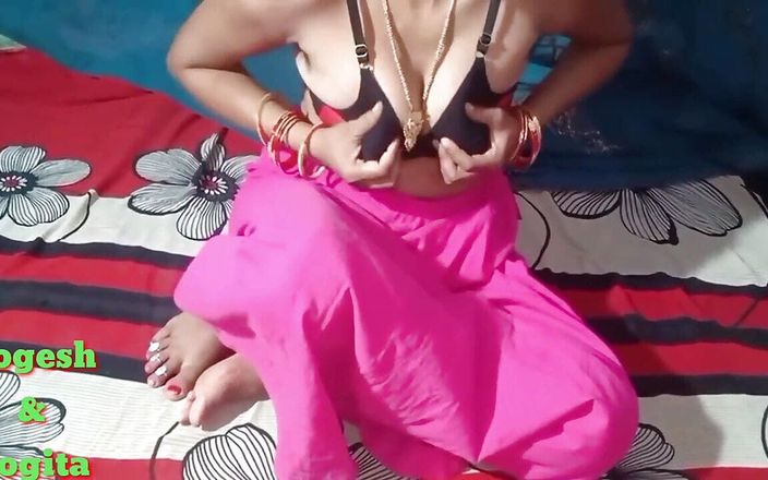Yogita: デジインディアンビレッジカップルミッドナイト赤と黒のカラーブラジャーセックス