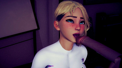 Waifu club 3D: Gwen liże głowę kutasa, aż skończysz