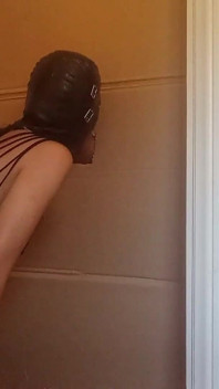 In a Nylon Catsuit and High Heels I Suck a Cock and Fuck It in a Gloryhole Until It Cums in My Mouth