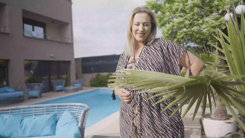 Lesbians and Masturbation: At the Pool Chubby Blonde Shows off Her Horny Big...