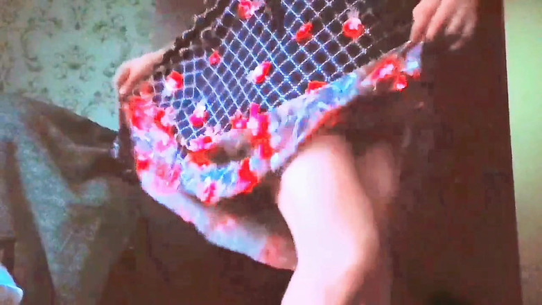 Kitty_Cross: Lovely Sissy Adjusting Garter Belt with Cheeky Grin