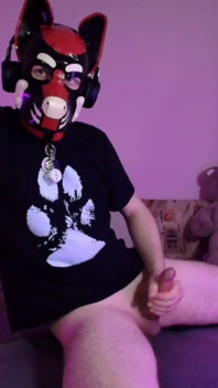 Playful Pup Tease with Fingers and Flex