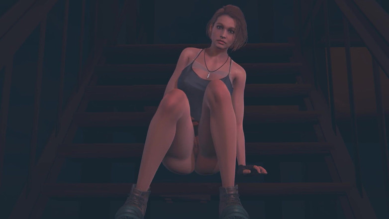 Waifu club 3D: Jill valentine masturbiert auf der treppe