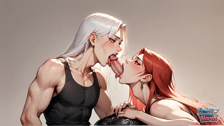 Femboy Hentai Haven: 더티 펨보이: 빨간 머리 쉬멜 정액이 가득한 카우걸 블리스 - XXX!