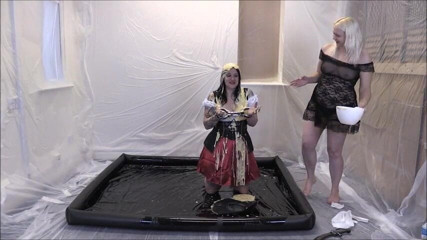 Gunked up girls: Pirate Lola Day gets sploshed