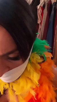 Latina Bound Tight and Gagged with Different Gags! While Wearing Feather Boa and Different Fur Parkas (hd)