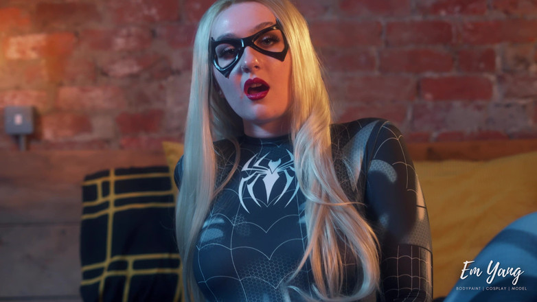 Em Yang: Černá kočka Cosplay Sólo šukání a škádlení