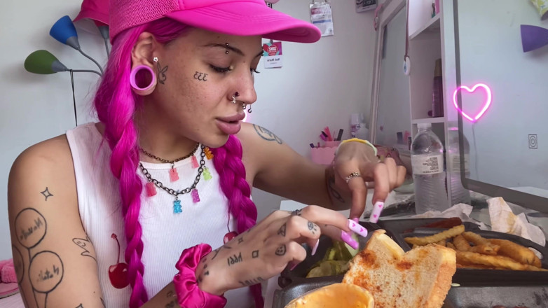 Nali Marie: Spicy Food Mukbang Overeating Facestuffing Petite Girl Eating Hot Food...