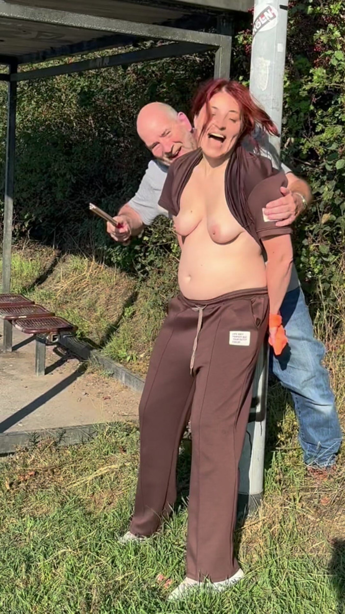 Elena917: Tits Play with Clamps and Weights, Outdoor Bondage for Tits...