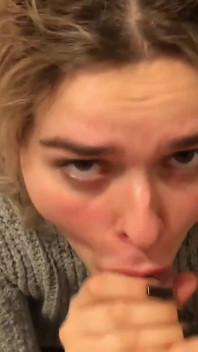 Blonde Slut Drinks Coffee with Cum