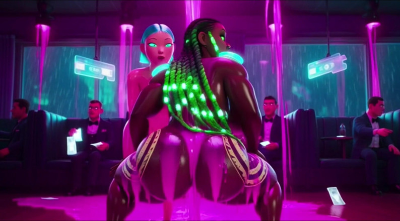 My night collection: Cyberpunk Neon Oil Twerk: Nackt üppige rückentänze 2034