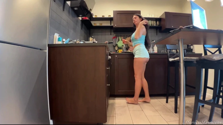 Princess Monica: Caught Me Cooking in Shorts.now I'm Teasing You with Ass