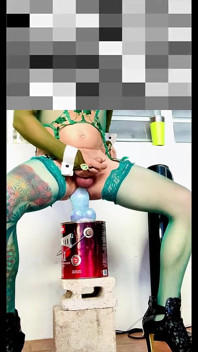 Cute Shemale Dildo Riding Outside with Panties by the Side