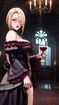 Gothic Lady in Black Velvet! Candles, One-legged Lifts & Wet Stockings?