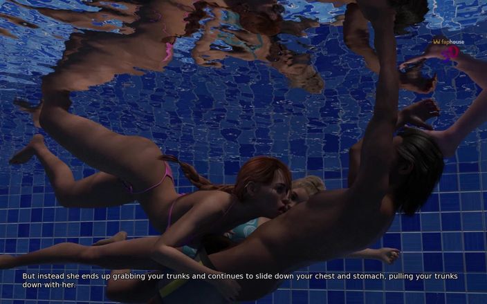 3D Cartoon Porn: Yurdum 4 - havuzda oyunlar - mark üvey kız kardeşi ve arkadaşlarıyla oynuyor.