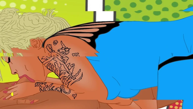Trans Toonz: Rayalla с большой задницей сосет хуй в студии