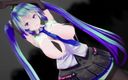 Smixix: Мясстый Hatsune Miku танцует ягненка песня без трусиков, хентай MMD 3D темно-синий цвет волос, правка Smixix