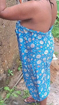Hot Step Mom Bathing Outdoor