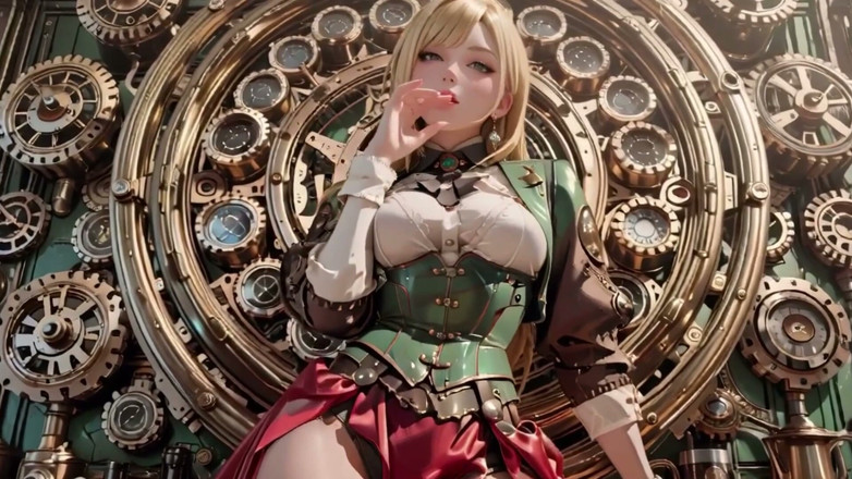 Seraphina Vale: Steampunk Setiausaha blonde! Malas Bergambar Di Amidst Giant Gears