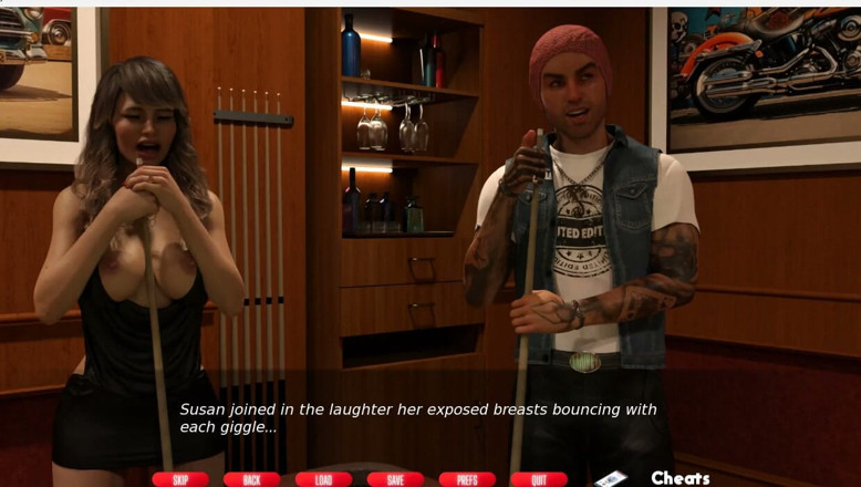 XXX Games Bunk: Naughty Neighbor - Gameplay - Roleplay - Two MILFs Teases Men in Snooker...