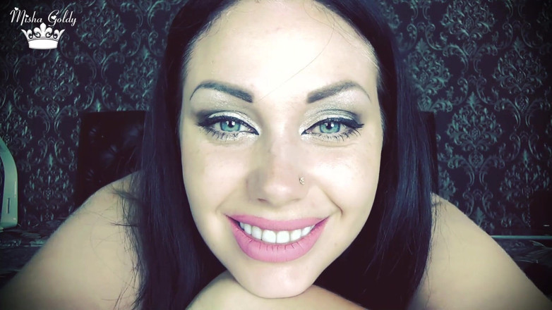 Goddess Misha Goldy: Cum all over my face clip with cum countdown!