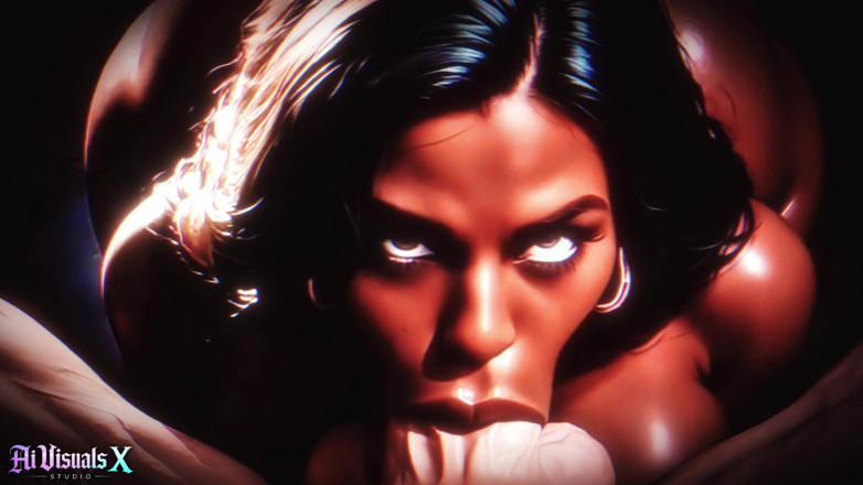 AI Visuals X: Fantasía interracial: bellezas de ébano adoran una gran polla blanca - ai...