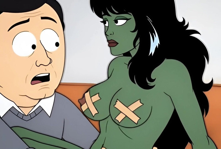 Octopussy Lovers Club: 荡妇 She-hulk 在第一次约会时被性交。卡通