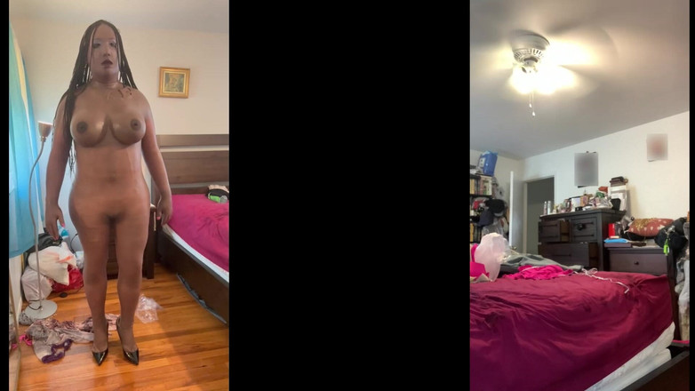 Deanna Doll: Nena negra Danae desnudándose, bailando desnuda, frotando su coño y...