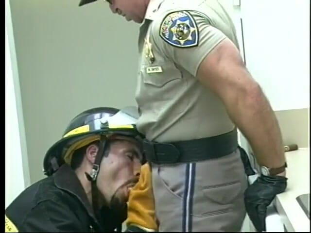 Gays Case: Gay fireman sucks dick of police officer then he returns...