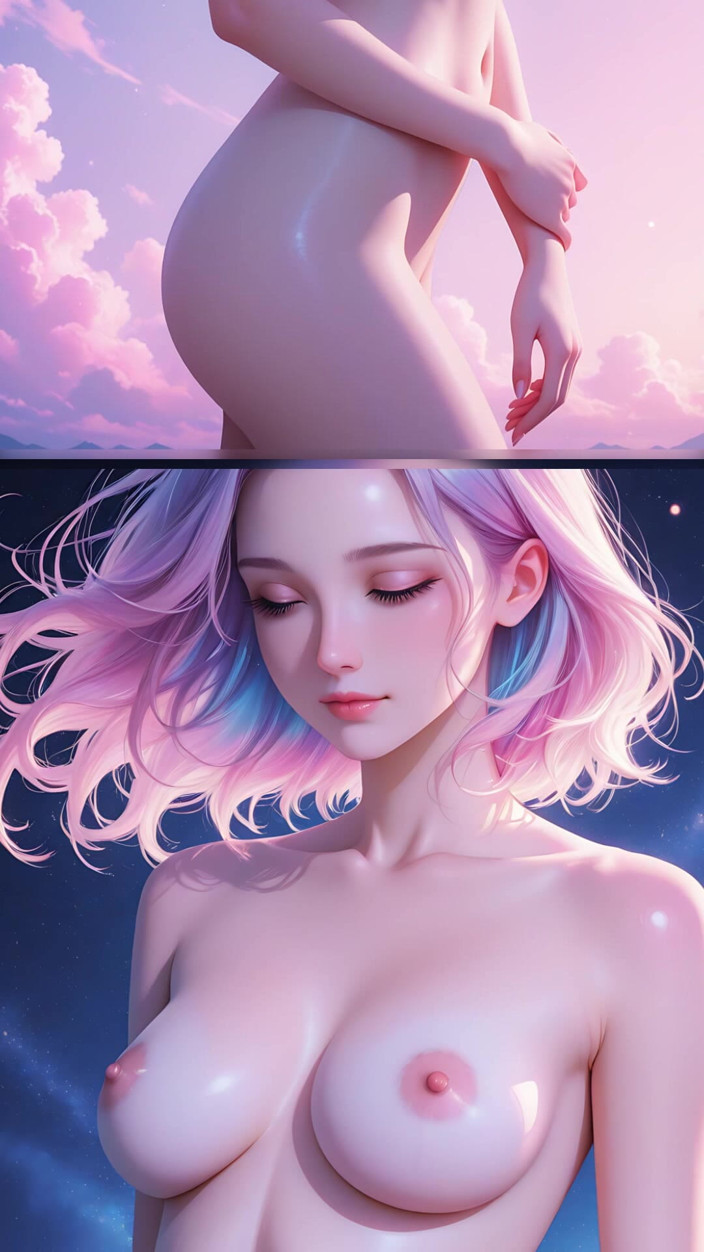 VelvetInk Studio: Слайд-шоу богини на розовом закате пляжа, красотка океана, ai art