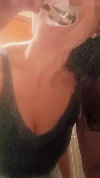After Gym Tease -shorts off, Natural Tits and Jeans on