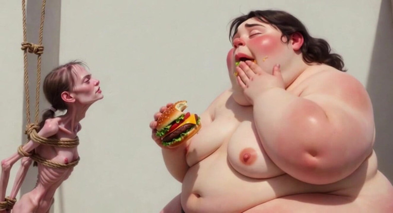 YOUR BEST FANTASY: Intensive fütterungssitzung - SSBBW demütigt und mastet dünnes mädchen