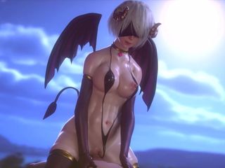 Jackhallowee: 2b in a Succubus Costume Rides a Dick