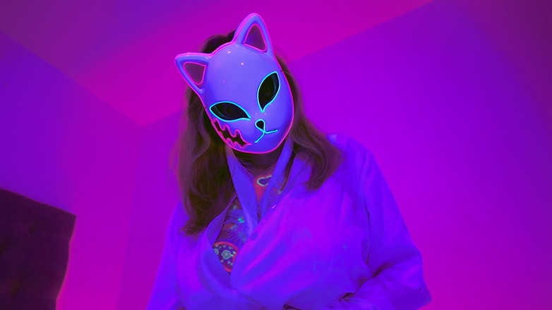 LilyKoti: Neon Glow Massive Tits Masked Hottie Goes Wild Solo Masturbating...