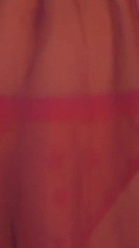 Footjob and Masturbation in Red Stockings