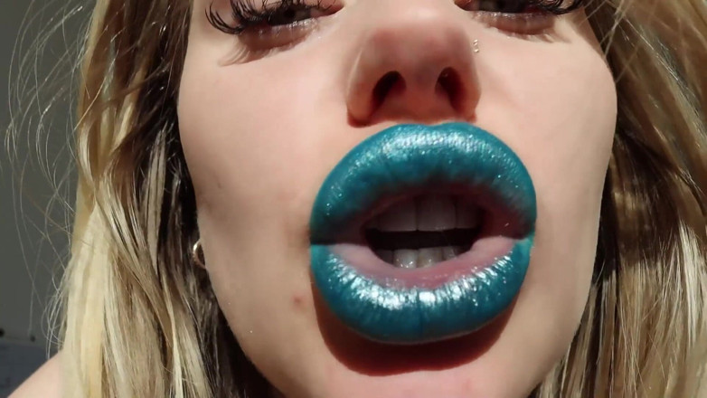 Goddess Misha Goldy: Magie meiner blauen glänzenden lippen! ASMR WICHSANLEITUNG!
